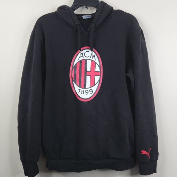 Puma Mens AC Milan Long Sleeve Frontside Pullover Graphic Hoodie Medium - Picture 1 of 6